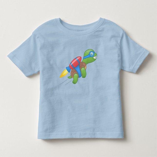 Camiseta De Bebé Tortuga voladora con jetpack rojo (Anverso)