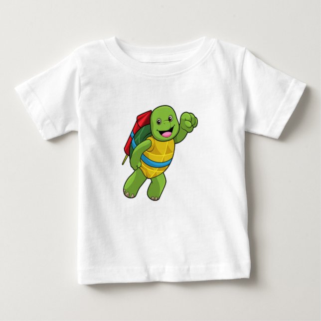 Camiseta De Bebé Tortuga volando con cohetes (Anverso)