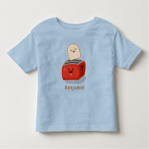 Camiseta De Bebé Tostada de kawaii y personalizado de tostadora roj