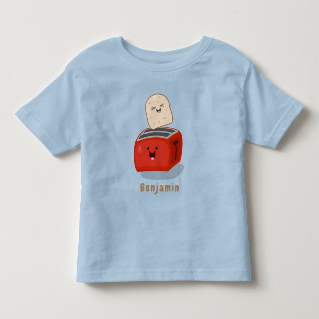 Camiseta De Bebé Tostada de kawaii y personalizado de tostadora roj (Anverso)