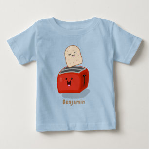 Camiseta De Bebé Tostada de kawaii y personalizado de tostadora roj