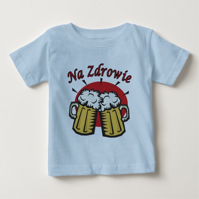 Camiseta De Bebé Tostada del Na Zdrowie con las tazas de cerveza (Anverso)