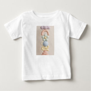 Camiseta De Bebé Tótem de arcilla 3D pastel con nube de flores y ar