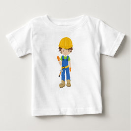 Camiseta De Bebé Trabajador de la Construcción, Cabello Castaño, Ch