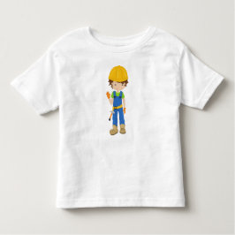 Camiseta De Bebé Trabajador de la Construcción, Cabello Marrón, Chi
