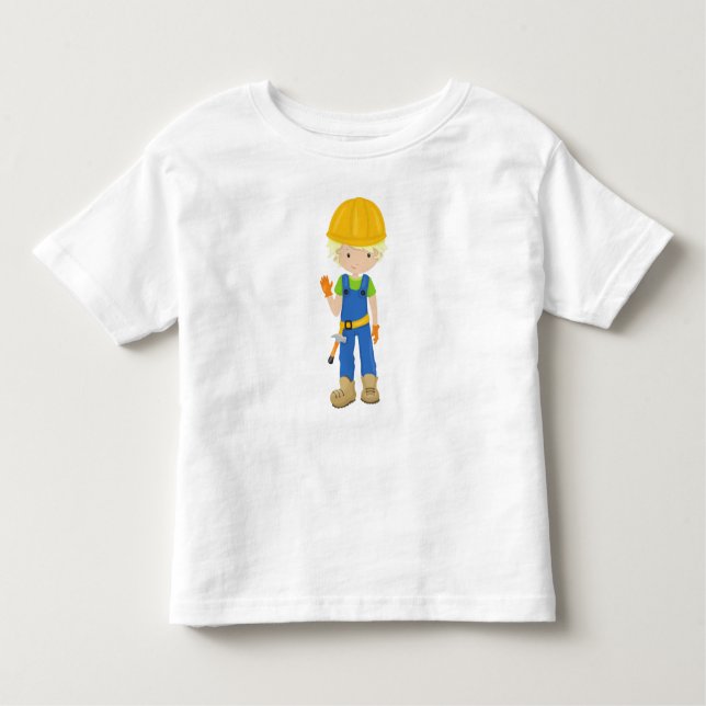 Camiseta De Bebé Trabajador de la Construcción, Cabello Rubio, Chic (Anverso)