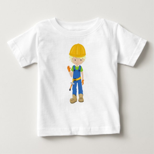 Camiseta De Bebé Trabajador de la Construcción, Cabello Rubio, Chic (Anverso)