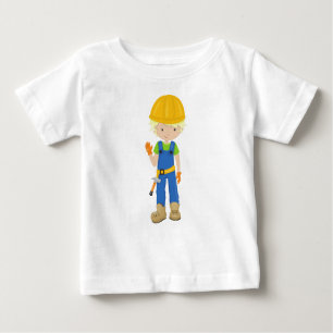 Camiseta De Bebé Trabajador de la construcción, pelo rubio, niño pe