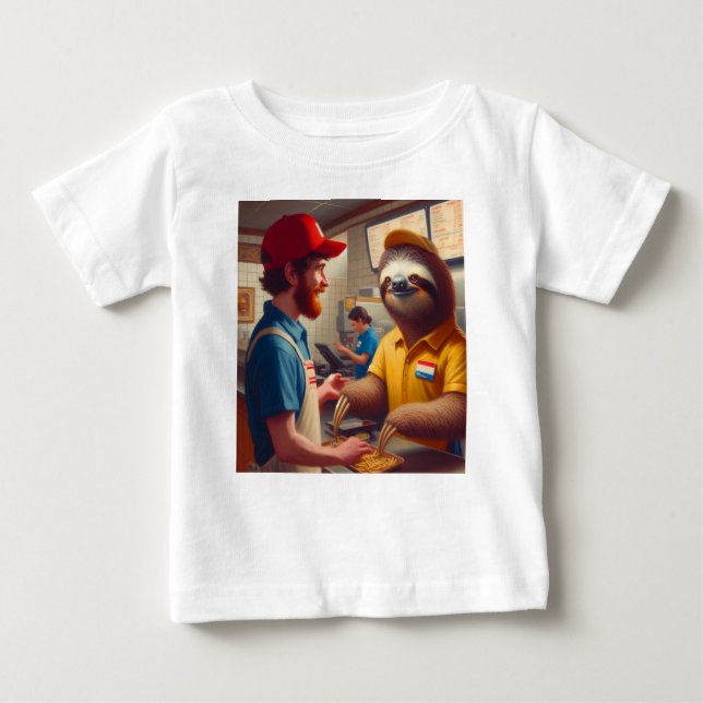 Camiseta De Bebé Trabajador de Sloth Fast Food (Anverso)