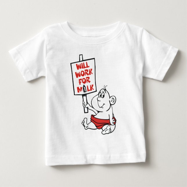 CAMISETA DE BEBÉ TRABAJARÁ PARA LA LECHE (Anverso)