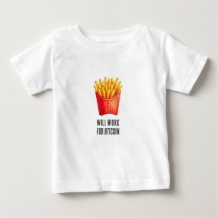Camiseta De Bebé Trabajaré por Bitcoin (Blanco)