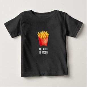 Camiseta De Bebé Trabajaré por Bitcoin (Negro)