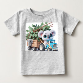 Camiseta De Bebé Tractor azul claro con Koala