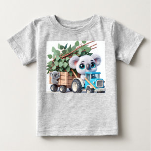 Camiseta De Bebé Tractor azul claro con Koala