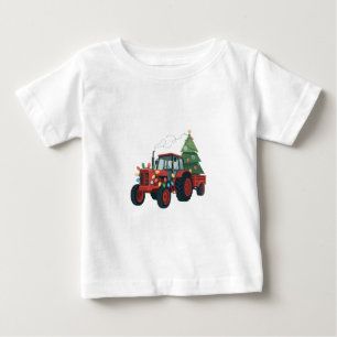 Camiseta De Bebé Tractor con remolque Santa granja agricultor Navid