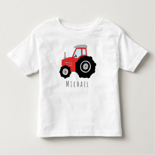 Camiseta De Bebé Tractor de agricultor rojo personalizado con nombr
