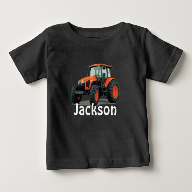 Camiseta De Bebé Tractor de granja Naranja moderno (Anverso)