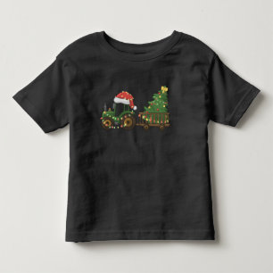 Camiseta De Bebé Tractor de Navidad con granjero de árboles granja