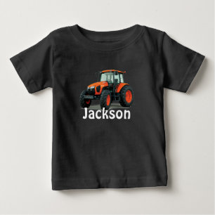Camiseta De Bebé Tractor moderno de granja naranja
