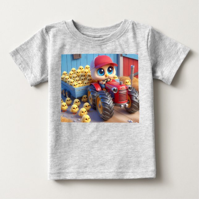 Camiseta De Bebé Tractor rojo con chicles (Anverso)