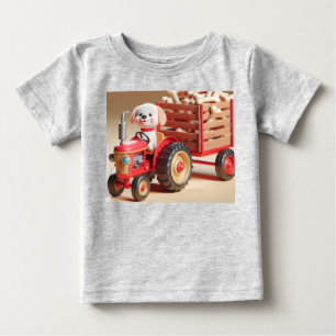 Camiseta De Bebé Tractor rojo con pipa y huesos