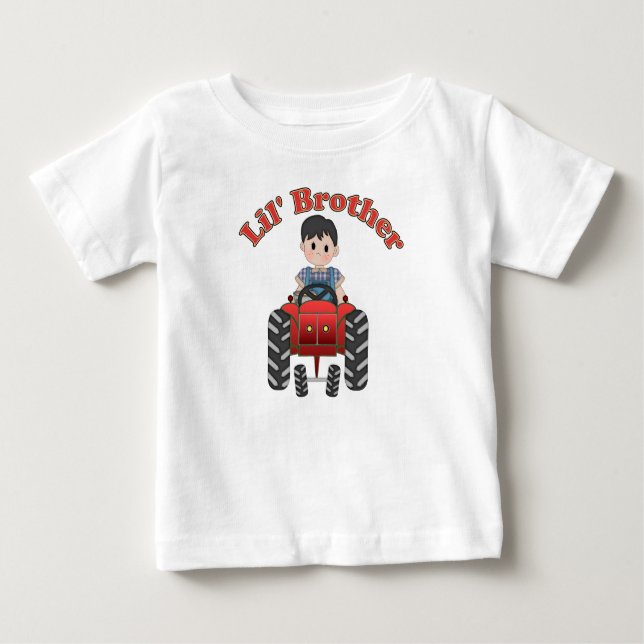 Camiseta De Bebé Tractor rojo de pequeño hermano (Anverso)