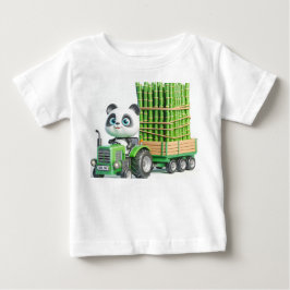 Camiseta De Bebé Tractor Verde con Panda y Bambú