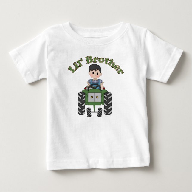 Camiseta De Bebé Tractor Verde del Hermano Menor (Anverso)