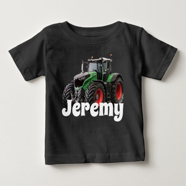 Camiseta De Bebé Tractor verde moderno personalizado (Anverso)