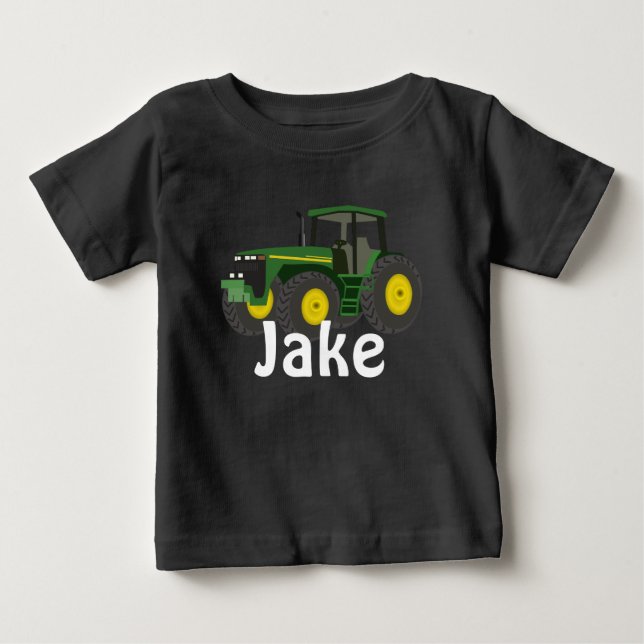 Camiseta De Bebé Tractor verde personalizado (Anverso)