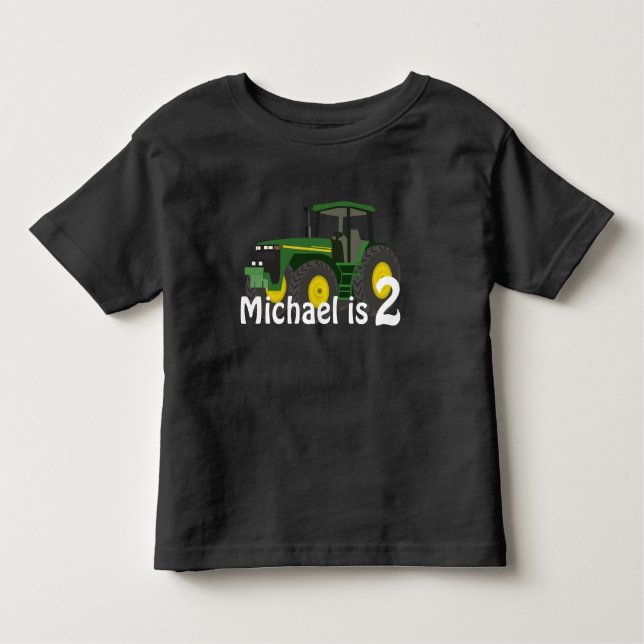 Camiseta De Bebé Tractor verde personalizado con edad (Anverso)