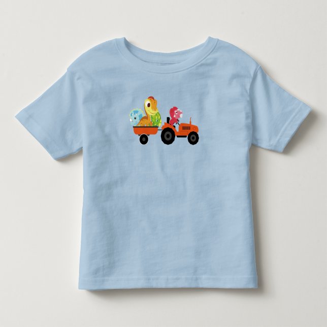 Camiseta De Bebé Tractores divertidos de dinosaurios chicos Escuela (Anverso)