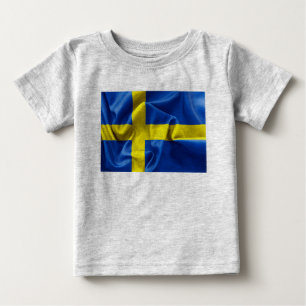 Camiseta De Bebé Traje de bebé con bandera de Suecia