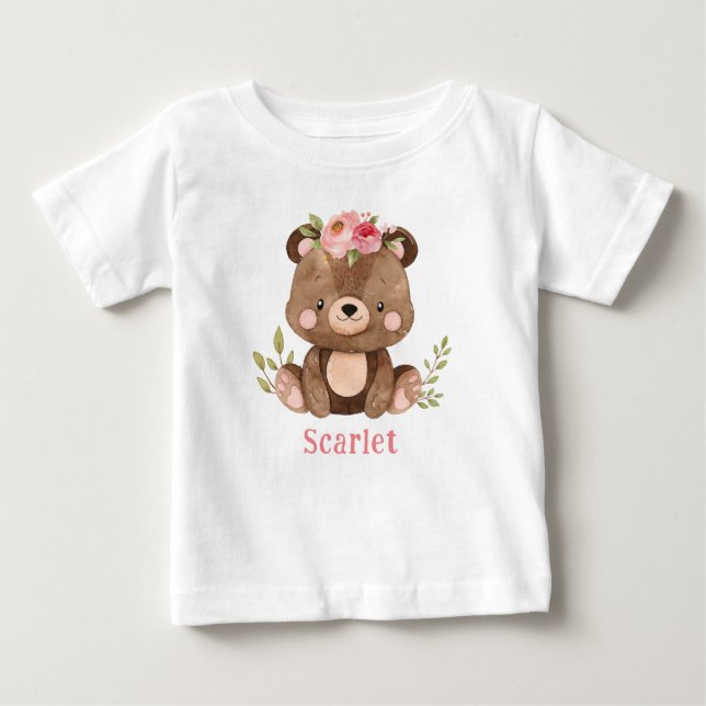 Camiseta De Bebé Traje de bebé para Chica de oso de Woodland person (Anverso)