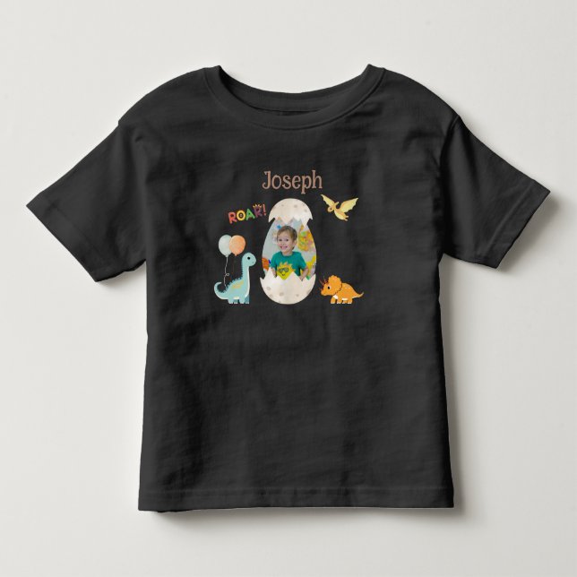 Camiseta De Bebé Traje de cumpleaños de dinosaurio para niños peque (Anverso)