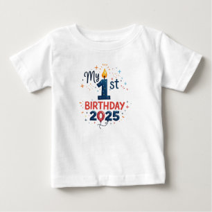 Camiseta De Bebé Traje de Cumpleaños Hecho a Mano para Bebé Niño 1e