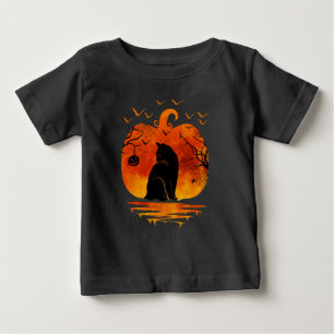CAMISETA DE BEBÉ TRAJE DE HALLOWEEN DE GATO CALABAZA AMANTE DE GATO