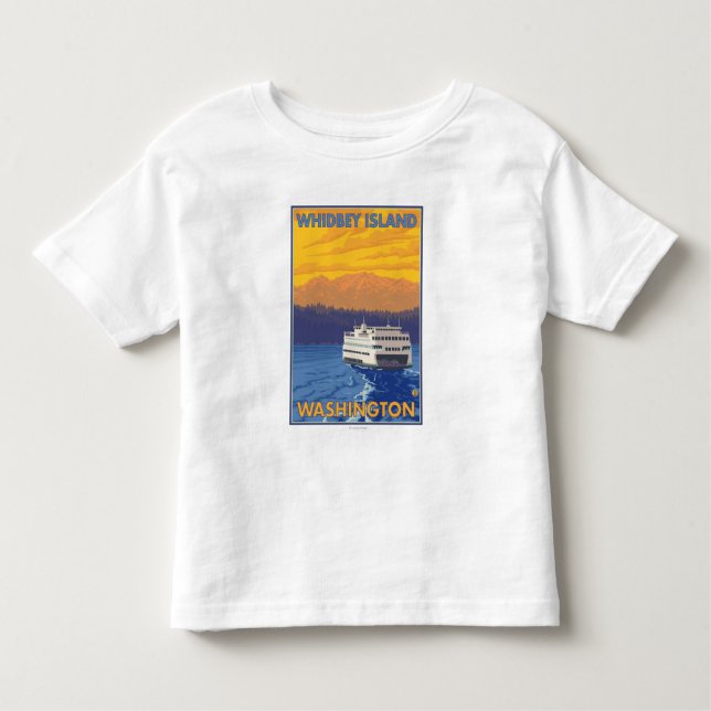 Camiseta De Bebé Transbordador y montañas - isla de Whidbey, (Anverso)