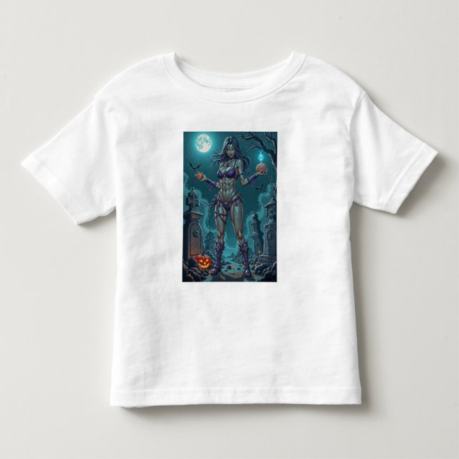 Camiseta De Bebé Trato de Halloween o Novia Zombie con cerebros (Anverso)