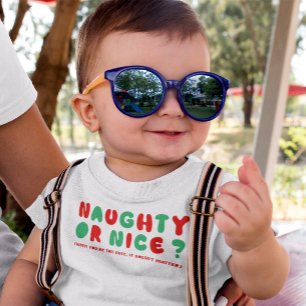 Camiseta De Bebé Travieso o Bueno Festivo Divertido Navidad