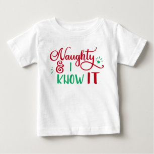 Camiseta De Bebé travieso y lo sé Navidades divertidos