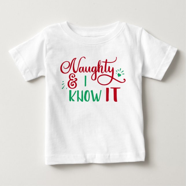 Camiseta De Bebé travieso y lo sé Navidades divertidos (Anverso)