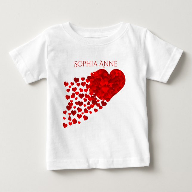 Camiseta De Bebé Trayecto de corazones confetti personalizado (Anverso)