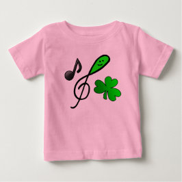 Camiseta De Bebé Treble Clef de Cara Feliz Verde Nota Musical & Tré