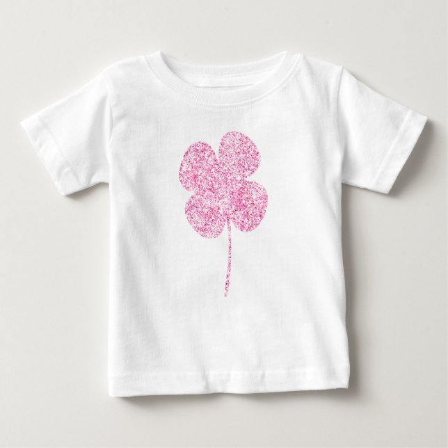 Camiseta De Bebé Trébol de purpurina falsa rosa (Anverso)