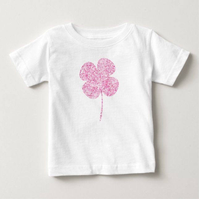 Camiseta De Bebé Trébol falso brillante rosa (Anverso)