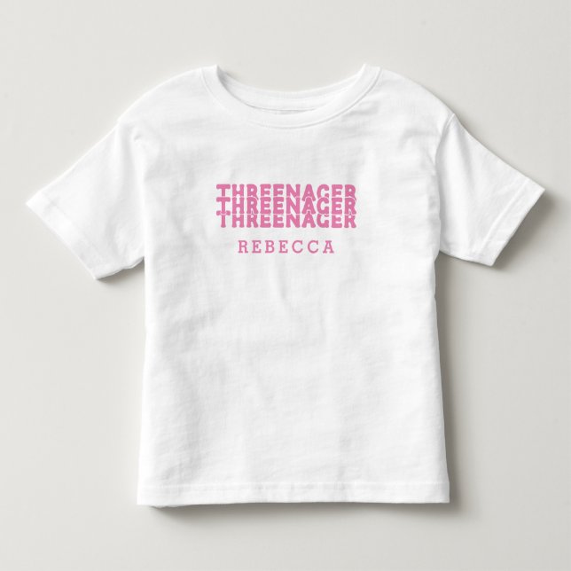 Camiseta De Bebé Treenager Letra Retro Nombre Rosa (Anverso)