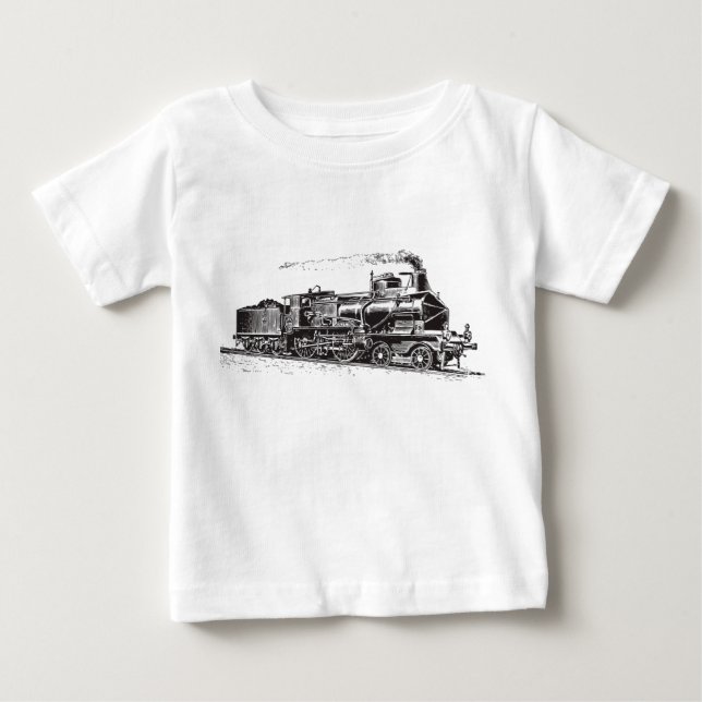 Camiseta De Bebé Tren 03 - Negro (Anverso)
