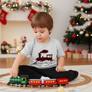 Camiseta De Bebé Tren a cuadros Feliz Navidad
