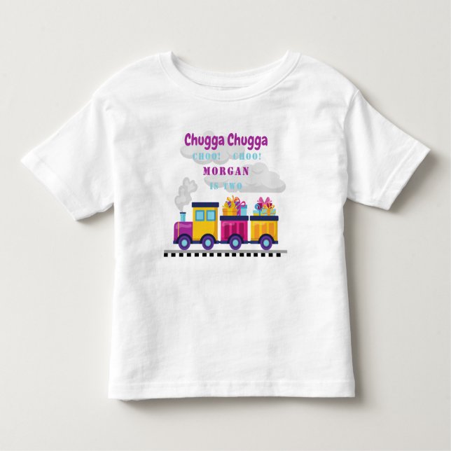 Camiseta De Bebé Tren Chugga Choo Dibujo Animado Segundo Cumpleaños (Anverso)